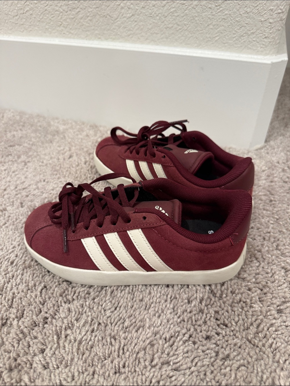 adidas Women's Maroon Sneakers with White Stripes